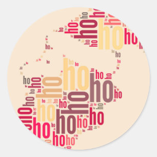Santa Claus wordcloud Ho Ho Ho Runder Aufkleber