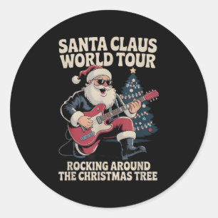 Santa Claus World Tour Rocking Runder Aufkleber