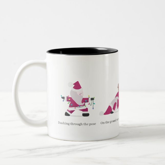 Santa Claus Yoga Holiday Jingle Christmas Meditate Zweifarbige Tasse (Links)