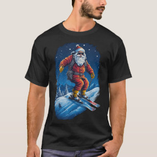 Santa Claus Zerstört die Hänge Santa Skifahren Chr T-Shirt
