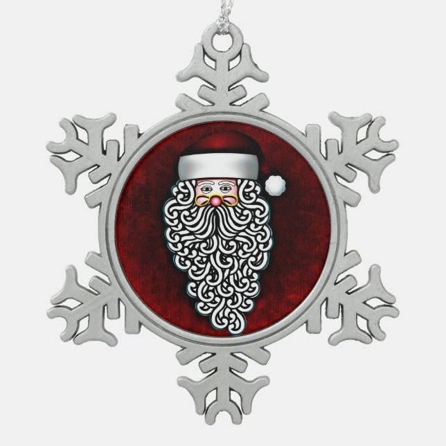 Santa Claus Zinnschmuck Schneeflocken Zinn-Ornament (Vorderseite)