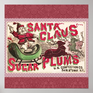 Santa Claus Zuckerpflaume Weihnachten Poster