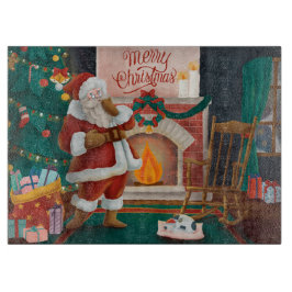 Santa Clause am offenen Feuer Schneidebrett