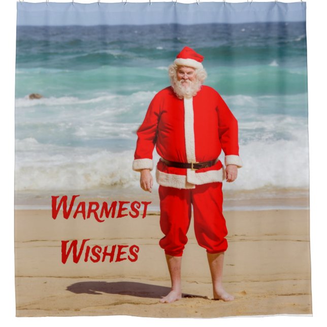 Santa Clause am Strand Warmest wünscht einen sonni Duschvorhang (Vorderseite)