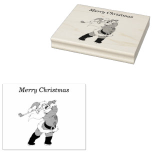 Santa Clause beim Golfspielen 4x5 Gummi Briefmarke Gummistempel