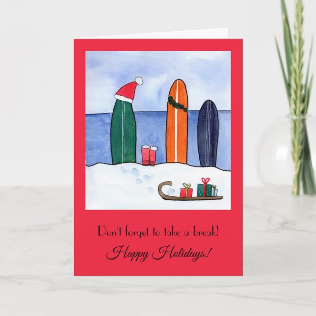 Santa Clause est allé Surfing Carte de voeux de No (Devant)