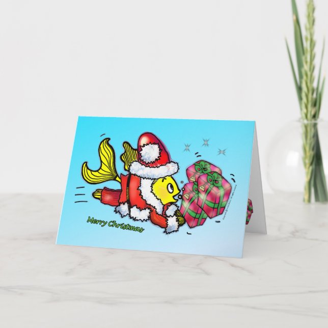 Santa Clause Fish - drôle jolie carte de Noël (Devant)