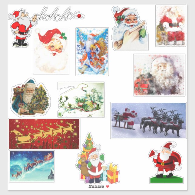 Santa Clause Frohe Weihnachtsbaumdekorationen Aufkleber (Blatt)
