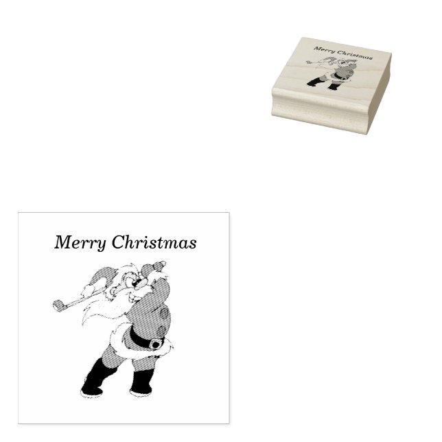 Santa Clause Golf spielen 2x2 Rubber Briefmarke Gummistempel (Stempel)