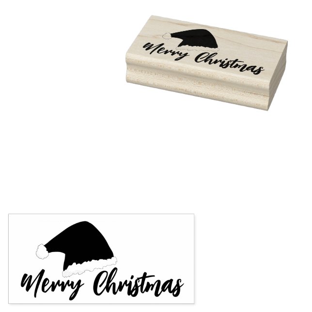 Santa Clause Hat frohe Weihnachtsschrift Gummistempel (Stempel)