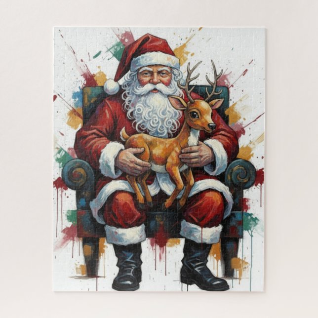  Santa Clause Holding  Baby Reindeer  (Vertikal)