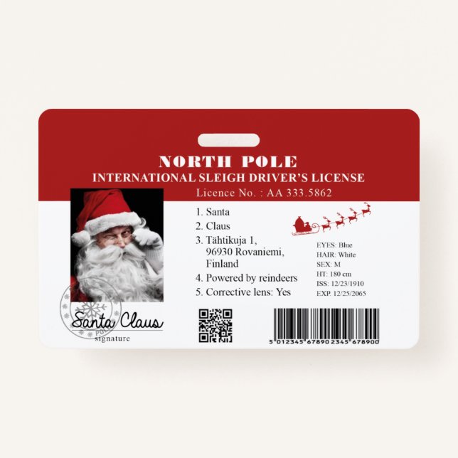 Santa Clause Imitate haben das Abzeichen der Fahre Ausweis (Vorderseite)