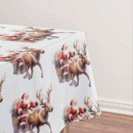 Santa Clause mit einem Rentier, der seinen Schlitt Tischdecke