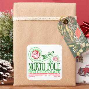 Santa Clause Nordpol Heiße Schokolade Quadratischer Aufkleber