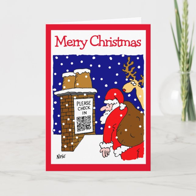 Santa Clause QR Code Design Funny Weihnachtskarte Karte (Vorderseite)