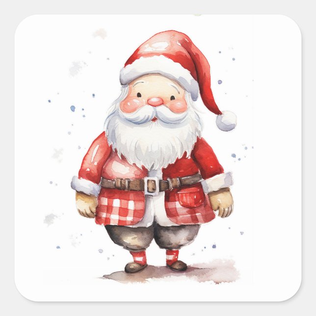 Santa Clause Quadratischer Aufkleber (Vorderseite)