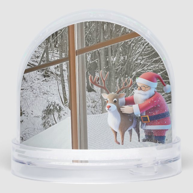Santa Clause & Rudolf Christmas Snow Globe Schneekugeln (Rückseite)