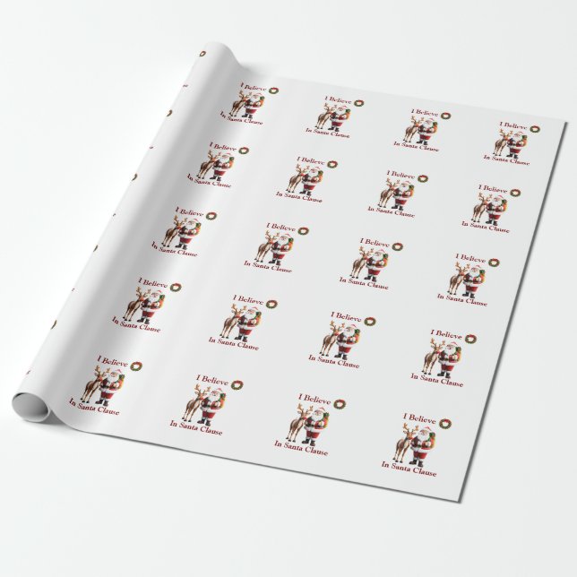 Santa Clause Rudolf der Rotnasen-Rentiere Geschenkpapier (Ungerollt)