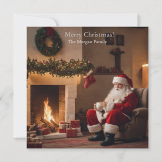 Santa Clause trinken warme Milch Feiertagskarte