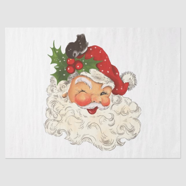 Santa Clause Vintag antikes Retro-Dekoupieren Seidenpapier (Vorderseite)
