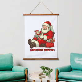 SANTA CLAUSE WALL TAPESTRY WANDTEPPICH MIT HOLZRAHMEN