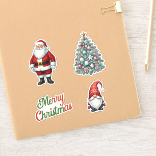 Santa Clause   Weihnachtsbaum   Gnome-Set Aufkleber