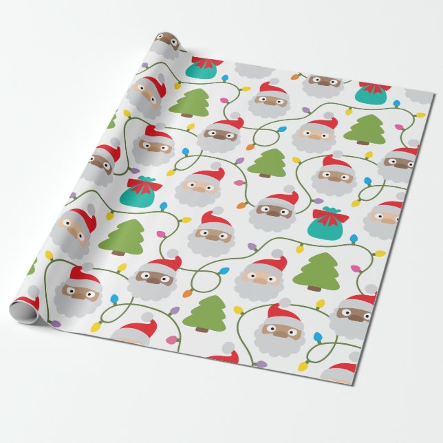 Santa Clauses Muster Geschenkpapier (Ungerollt)