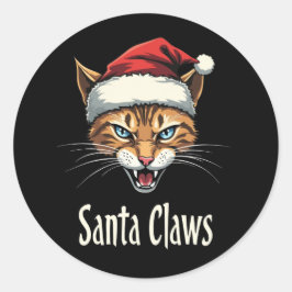 Santa Claws Angry Cat Christmas - Funny Christmas Runder Aufkleber