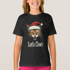 Santa Claws Angry Cat Christmas - Funny Christmas T-Shirt