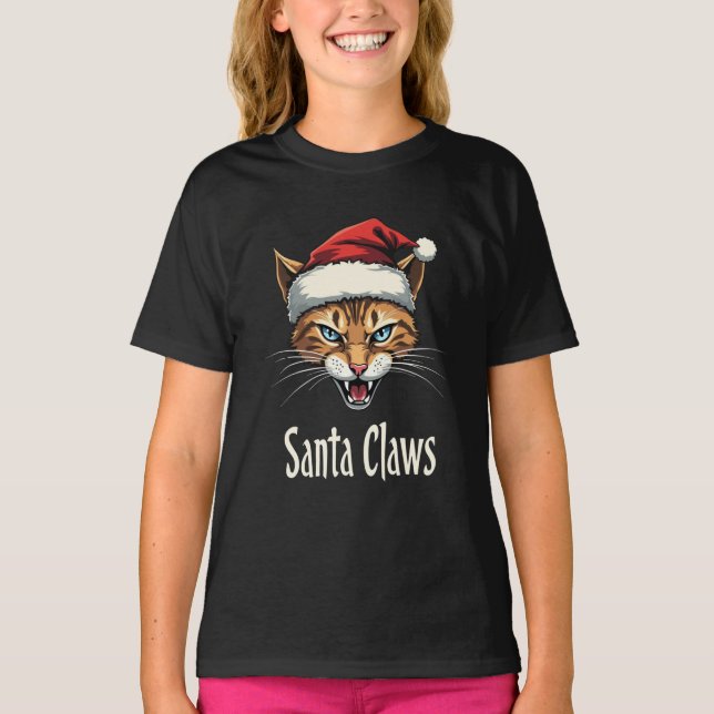Santa Claws Angry Cat Christmas - Funny Christmas T-Shirt (Vorderseite)