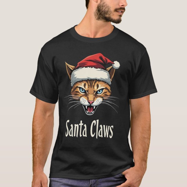 Santa Claws Angry Cat Christmas - Funny Christmas T-Shirt (Vorderseite)