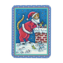 SANTA CLAWS CAT AUF ROOFTOP BRINGT GIFTS, FUNNY