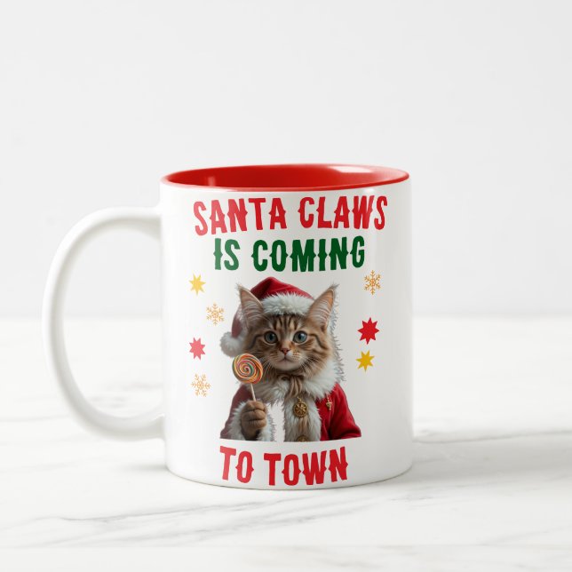 Santa Claws Cat Christmas Tasse (Links)