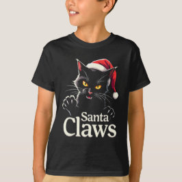 Santa Claws – Funny Black Cat Christmas Design T-Shirt