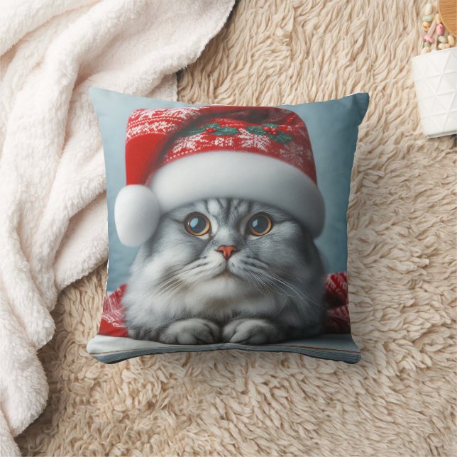 Santa Claws kommt in Town - festliche Kitty Cat Kissen (Decke)