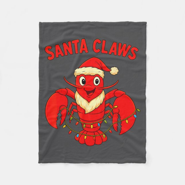 Santa Claws Lobster Christmas Lights Holiday Desig Fleecedecke (Vorderseite)