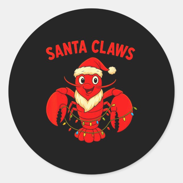 Santa Claws Lobster Christmas Lights Holiday Desig Runder Aufkleber (Vorderseite)