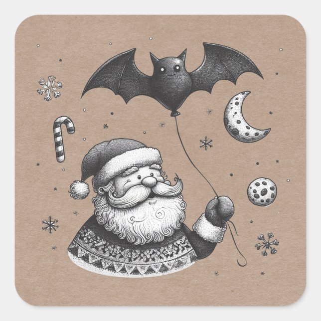 Santa Claws Quadratischer Aufkleber (Vorderseite)