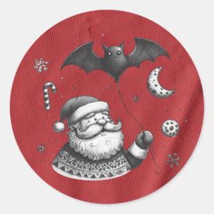 Santa Claws Red Runder Aufkleber