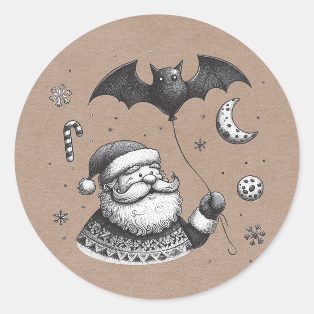 Santa Claws Runder Aufkleber (Vorderseite)