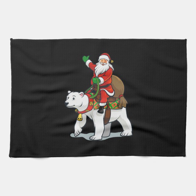 Santa-Clubs, die Eisbär fahren Geschirrtuch (Horizontal)