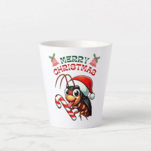 Santa Cockroach Cartoon Weihnachts Candy Cane Milchtasse