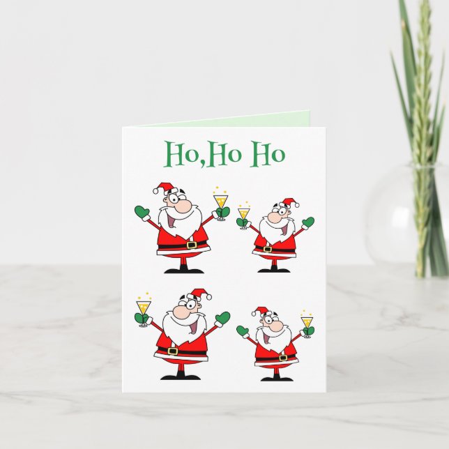 Santa Cocktail Ho Ho Ho Funny Christmas Cheers Karte (Vorderseite)