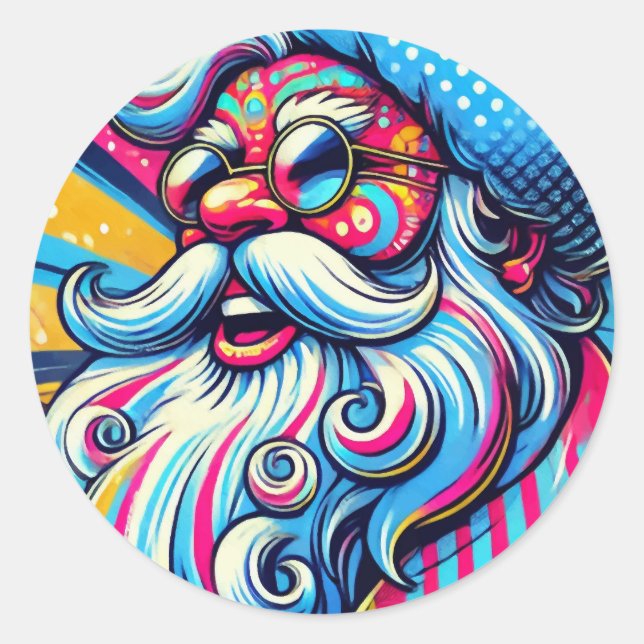 Santa Colorado Pop Runder Aufkleber (Vorderseite)