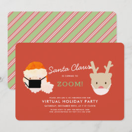 Santa Coming to Zoom Red Virtual Holiday Party I Einladung