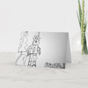 Santa Contour Zeichnend Karte