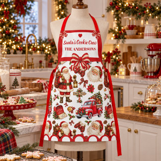 Santa Cookie Crew Benutzerdefinierter Familienname Schürze