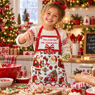 Santa Cookie Crew Benutzerdefinierter Familienname Schürze