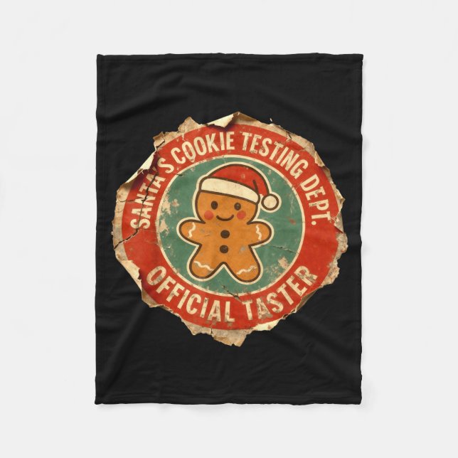 Santa Cookie Testing Department Taster Christmas  Fleecedecke (Vorderseite)