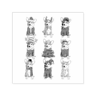 Santa Corgi Christmas Tree Lights Elf Rentier Dog Permastempel